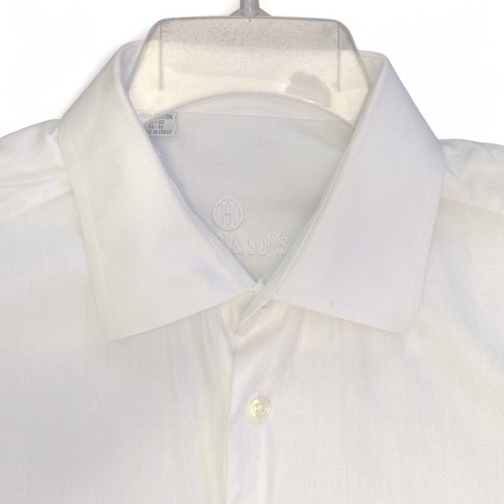 Harry & Sons Men's Size 17 34/35  XL Old Money White Dress Shirt Made in Italy. - Picture 3 of 8